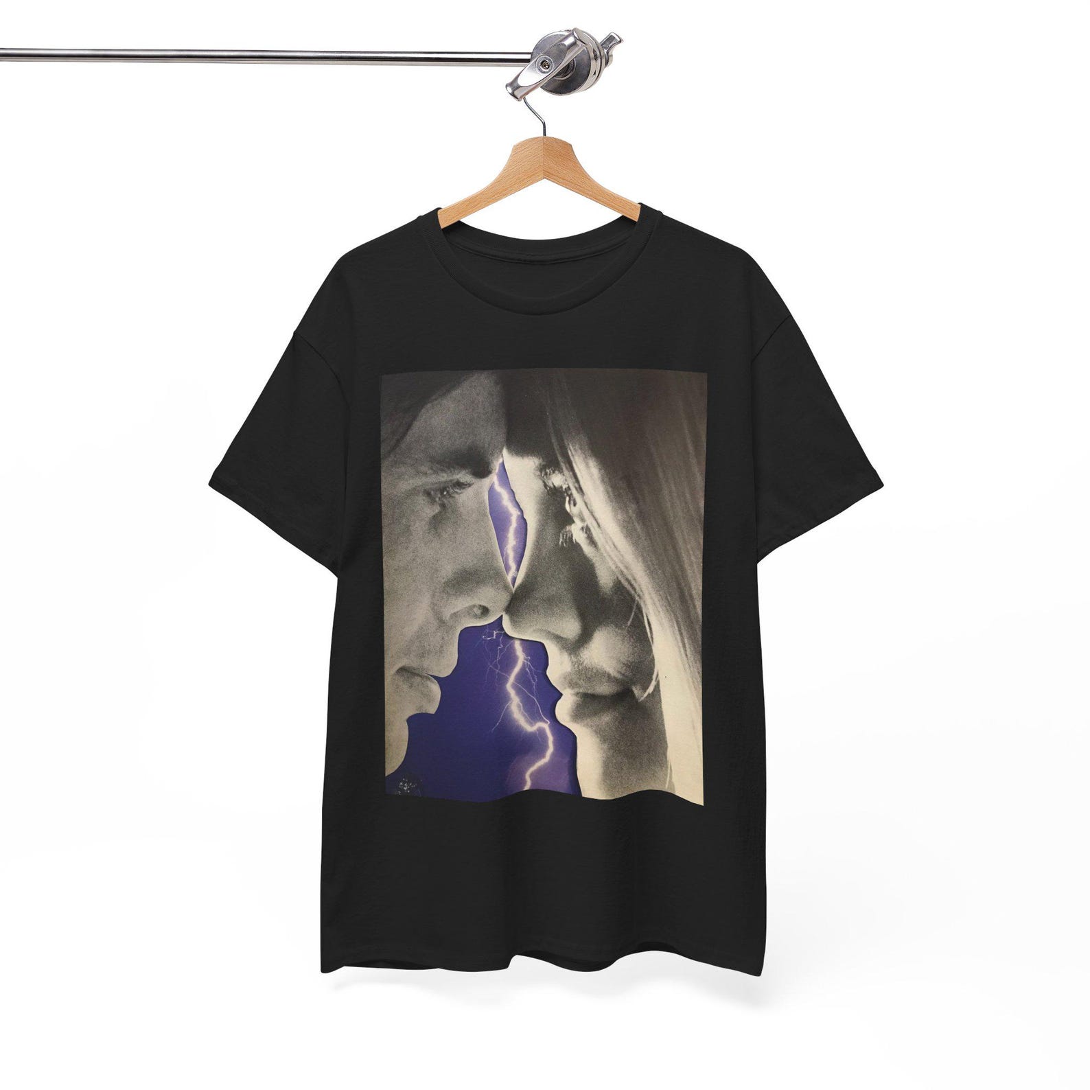 Electric Split Collage Art T Shirt Surreal Emotional Portrait Tee Conceptual Weird Art Cotton Shirt Wearable Art S