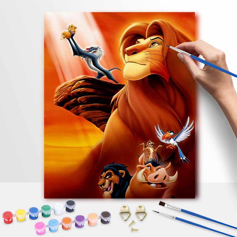 Disney Lion King Oil Art Painting Kit Home Wall Decor Handmade Gift for Simba Lovers Elegant Modern Canvas Craft Wall Art Design Art