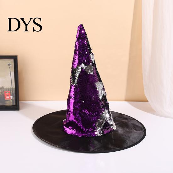 Magic Wizard Hat for Women Reversible Sequin Witch Hat, Sparkly Glitter Large Sparkling Flip Halloween Costume Party Cosplay, Masquerade