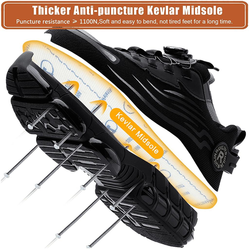 Indestructible Steel Toe Protective Trainer Male Tough Comfy Safety Shoes Slip Resistant Abrasion Resistant Work Shoes