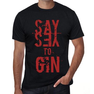 T-shirt grafica da uomo vintage T-shirt Say Yes to Gin Deep Black