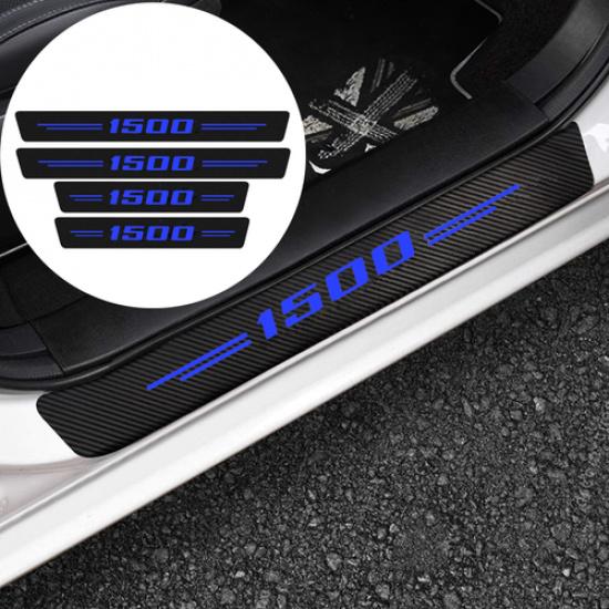 4PCS For Chevy Silverado 1500 Carbon Fiber Car Door Sill Scuff Plate Protector