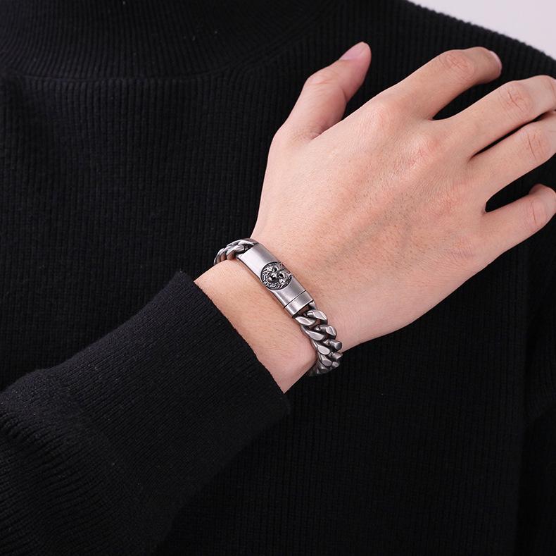 Personality Lion Bracelets for Men Stainless Steel Chinese Traditional Bracelet Bangle Jewelry Purchase ALN25123162