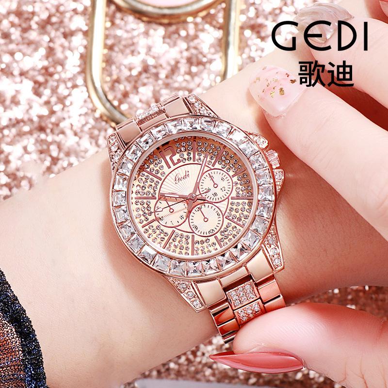 Orologio da Donna con Cinturino in Acciaio e Diamanti, Orologio da Donna con Diamanti, Orologio alla Moda, Orologio al Quarzo Impermeabile