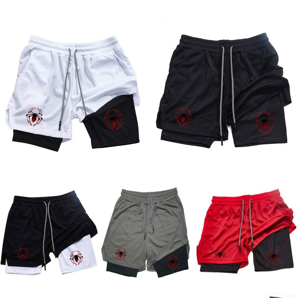 Muay Thai Kick Boxing MMA Shorts Spider Men Women Unisex Casual Sportswear Double Layer Quick Dry Breathable Training Sport Gym Fitness Workout
