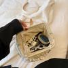 Women Straw Crossbody Bag Clutch Purse Weaving Shoulder Bag Versatile Small Beading Handbag Rattan Boho Summer Beach Woven Bag