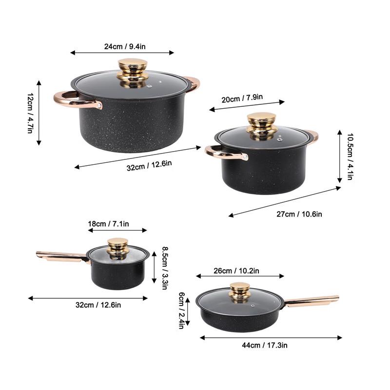 ZISIZ Maifan Stone 4-Piece Non-Stick Cookware Set