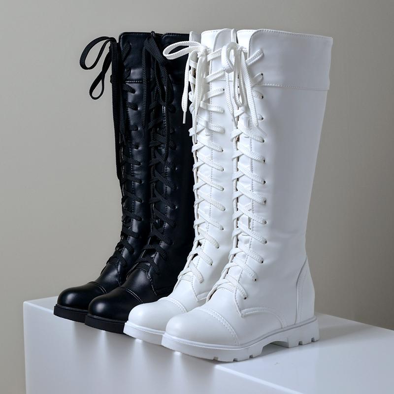 Women's Low-heeled Medium Boots Autumn and Winter New Solid Color Large-size Thick-heeled Roman Casual Boots
