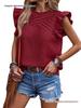 Women's Pure Color Ruffled Raglan Sleeve Top