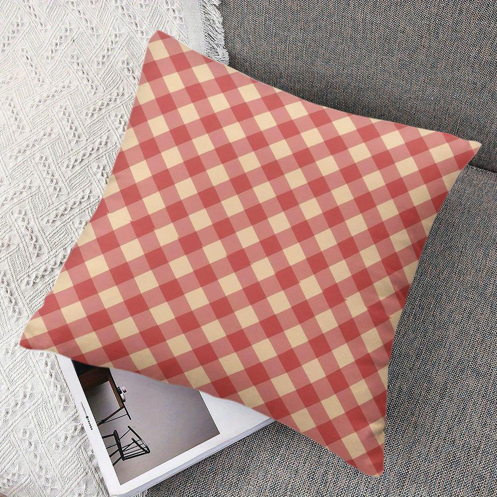 Blush Gingham Square Jacquard Pillow Cover for Sofa Office Waist Cushion Cover Home Decorative Pillowcase