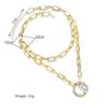 DIEZI Multilayer Vintage Circle Pendant Gold Plated Silver Color Necklace Men Hip Hop Chain Necklace For Women  New Jewelry