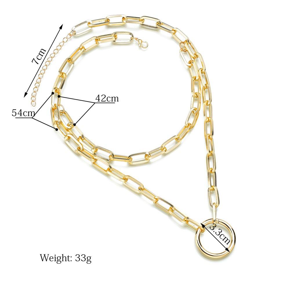 DIEZI Multilayer Vintage Circle Pendant Gold Plated Silver Color Necklace Men Hip Hop Chain Necklace For Women New Jewelry