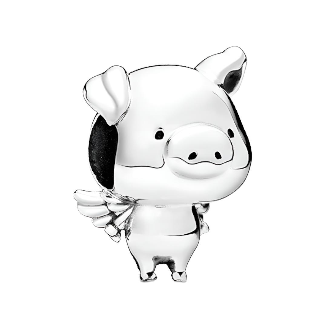 Pandora Little Flying Pig Bead Charm Women Charm Silver 798253 Box,Silver