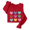 Women's Casual Long Sleeve Love Heart Print Sweatshirt Cozy Crewneck Pullover Top for Everyday Wear