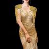 Pair Of Glittering Sequins And Beads Fringe Trim For Shoulder Embellishment Comfortable Wear In Event Craft Decoration