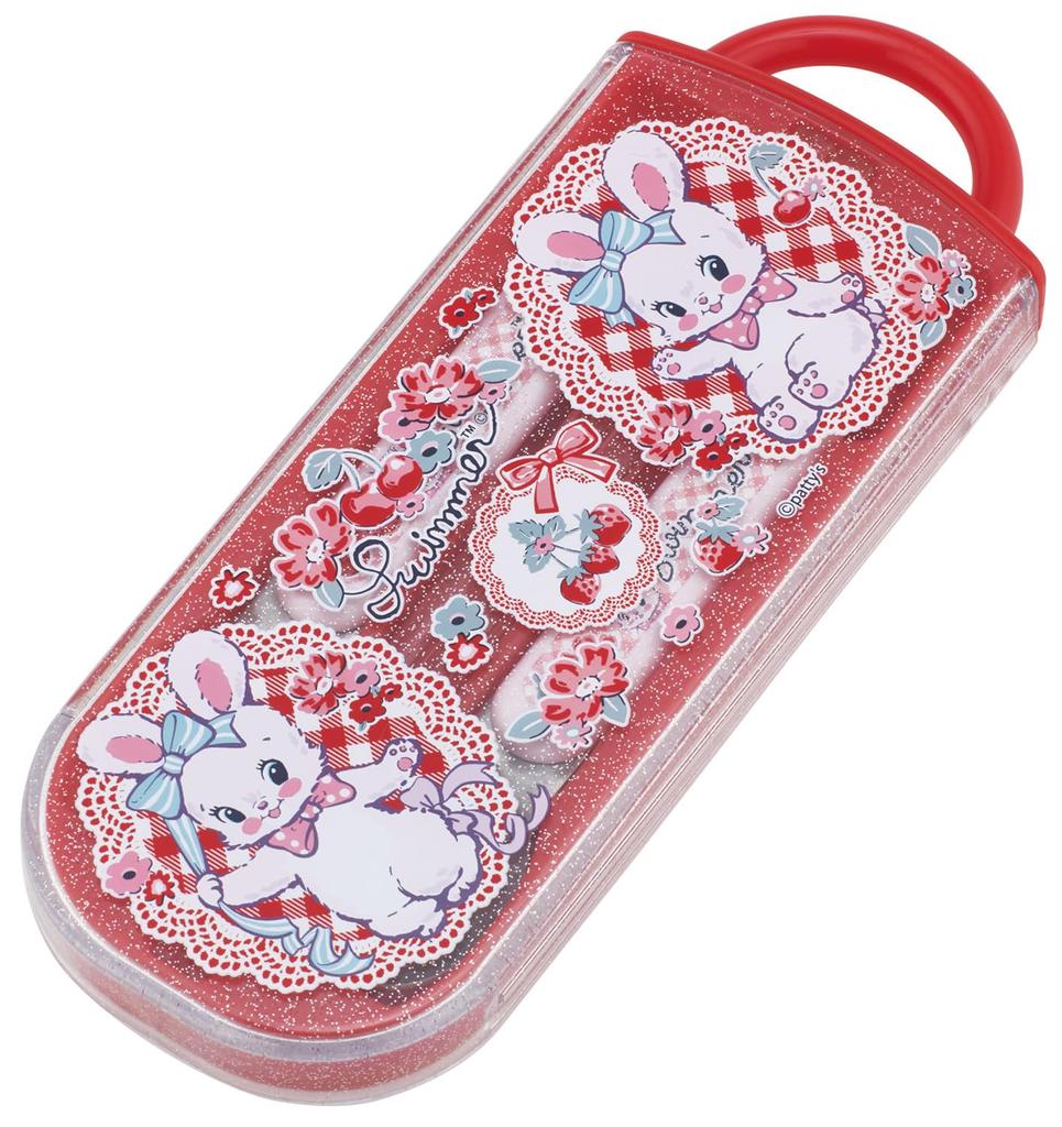 Skater Lunch Box Trio and Made in TACC2AG69754 Children's Set, Chopsticks, Spoon, Fork, Kids' Cutlery, Antibacterial, Easy-Open Slide-Open, Japan,