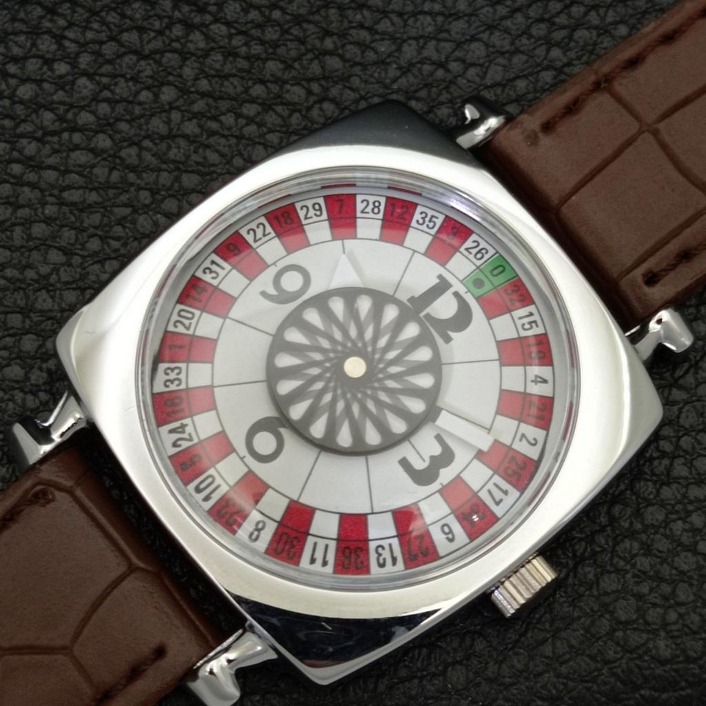 VINTAGE HAND-WINDING SWISS POKER FACE MENS REFURBISHED WHITE WATCH A700903-5 R205a-a700903