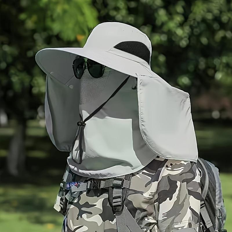 

Outdoor Sun Hat Breathable Anti-UV Neck Protection Face Cover Fishing Cap Wide Brim Removable Sunshade Hiking Camping Hat серый