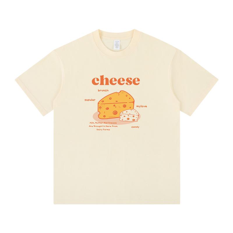 Unisex Retro Cupcake Käse Grafik T-Shirt - Japanische Lockere Passform, Kurzarm, Sommer 2024 Trend