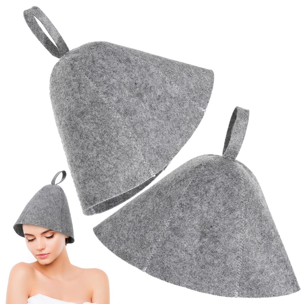 2Pcs Thickened Sauna Hat Felt Fabric Lightweight Cool Air Circulating Cap for Bathing Steaming Russian Sauna Room Accessories