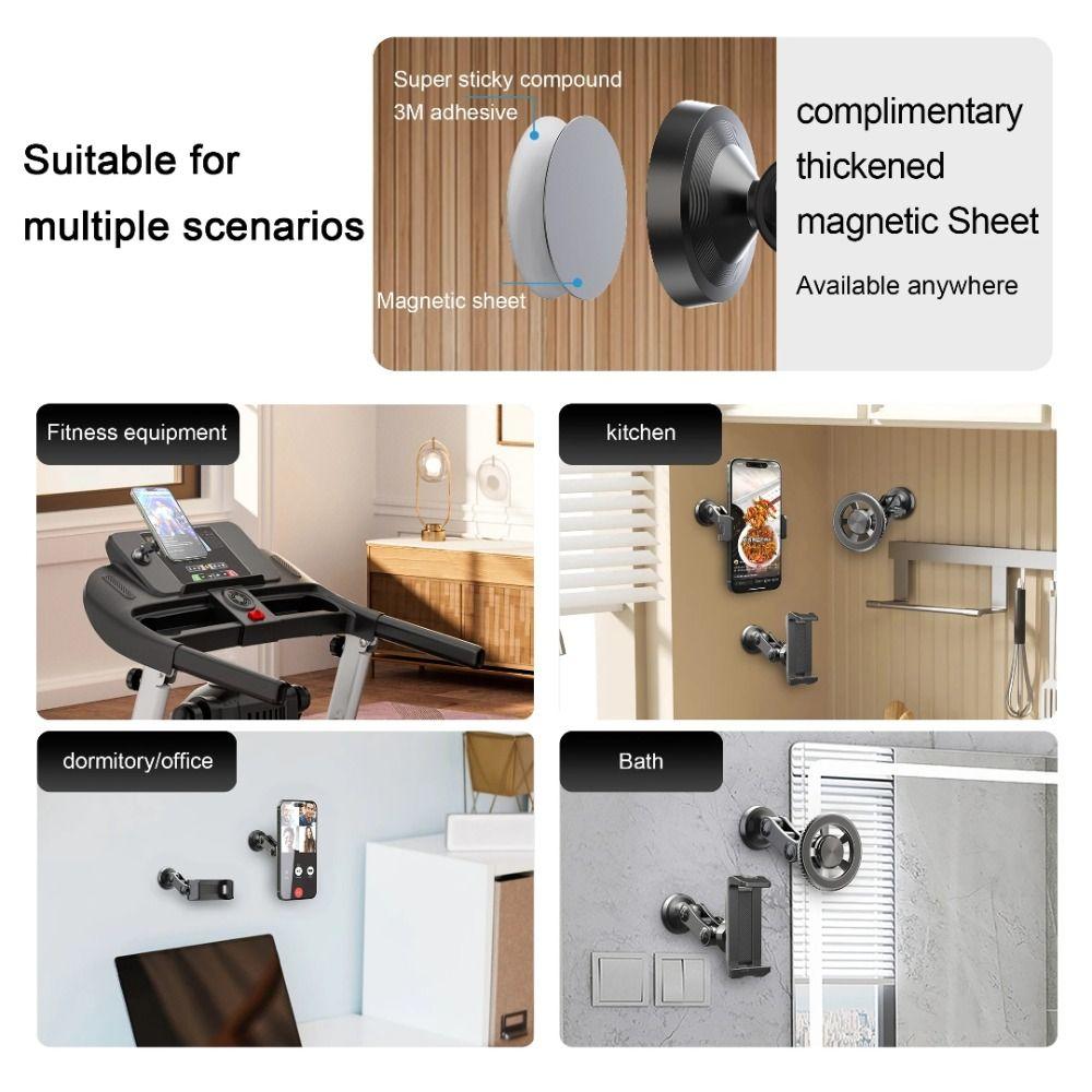 Adjustable Gym Phone Bracket 360 Degree Rotation Magnetic Rack Phone Stand  Metal