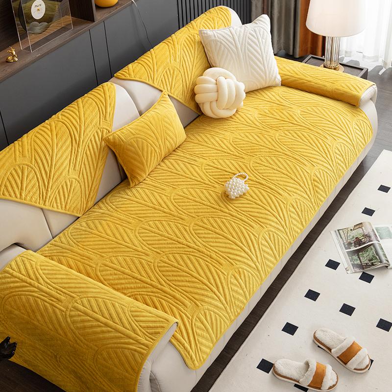 Plush Sofa Cushion Winter Sofa Cover Towel Thickened Sofa Cushion Simple Cream Style Non-Slip Sofa Cover Cloth