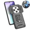 Armor Metal Ring Case For Xiaomi Redmi 14C Poco C75 4G Slide Camera Car Magnetic Phone Cover for Pocco Poko Little C75 Redmi14C