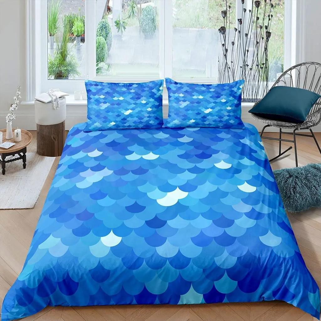 Comforter Fish Scales King Queen Full Twin Size Polyester Comforter For Kids Girls Women Bedding Set With