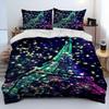 France Paris Eiffel Tower Comforter Bedding Set,Duvet Cover Bed Set Quilt Cover Pillowcase,King Queen Size Bedding Set Kid Adult