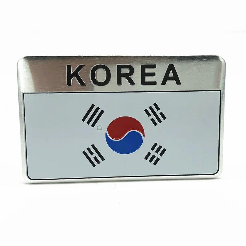 3D Metal Korea Korean National Flag Badge Car Front Grill Grille Emblem Sticker Racing Sports Decal For Hyundai Kia Renault BMW Ys2