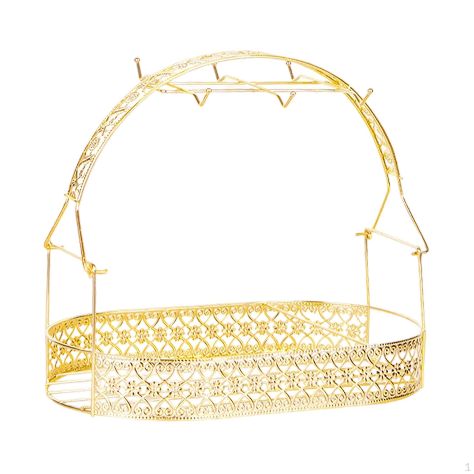 

Bottle Rack Accessories Luxury Home for 6 Cups Gift Space Saving Kitchen Countertop Iron Office Oval Gold