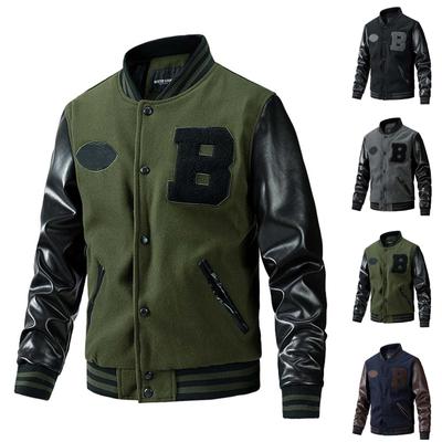Baseball Mantel Jacke Herren Und Winter Neue Casual Farbe Eingefügten Wollmantel