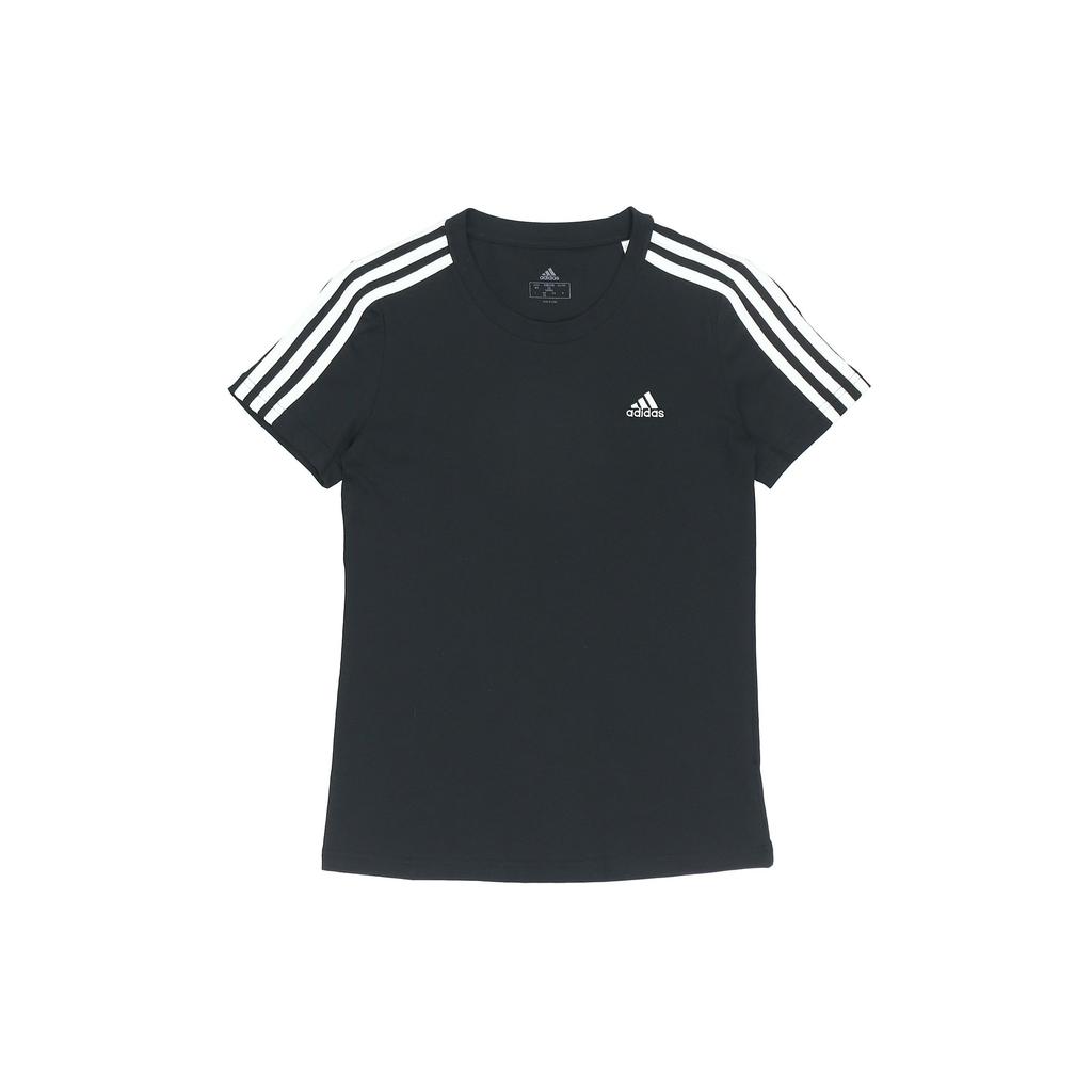 Adidas 3-Stripes Sport Round Neck Short Sleeve T-Shirt Women Tops Black GL0784