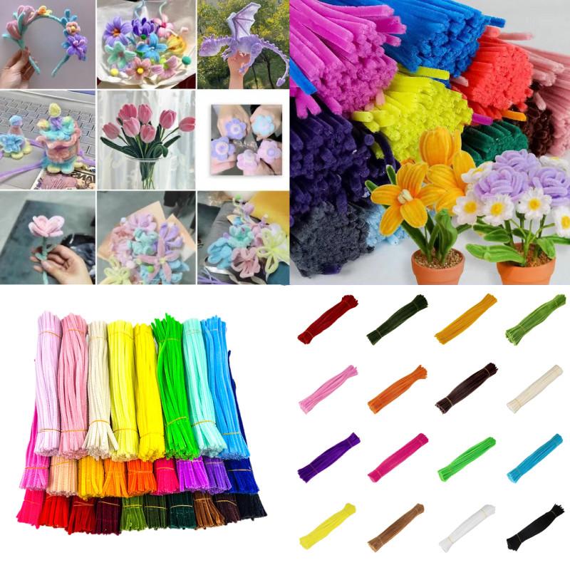 Pcs 100 Colorful Plush Root Twisting Rod Soft Felt Wire Strips Diy Decorations