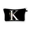 Wild Flower Alphabet Letter A-Z Makeup Bag Canvas Pouch Cosmetic Case Teacher Gift Purse