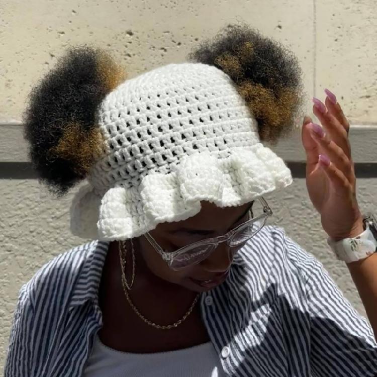 Woman Crochet Bucket Hat Ladies Outdoor Sports Fisherman Hat for Teen Breathable