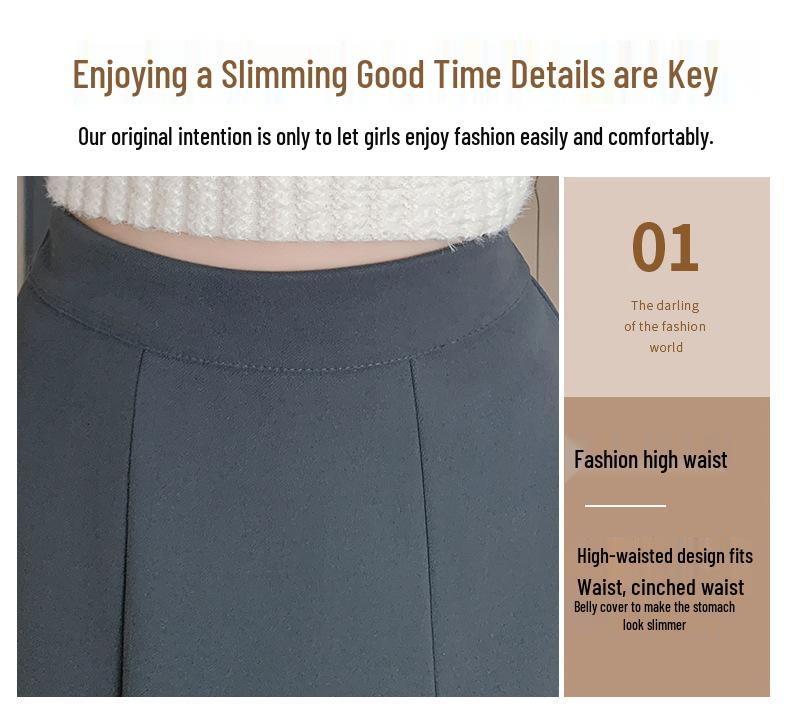 Plus Size Women's Korean Style Woolen Flare Skirt - High Waist A-line for Autumn/Winter