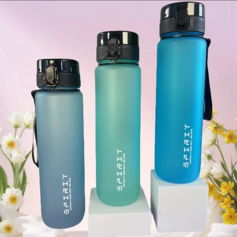 1000ML Matte Waterfles Vrij van BPA met Lekvrij Pop-Up Deksel & Draagband - Draagbaar voor Buiten, Sport, Wandelen