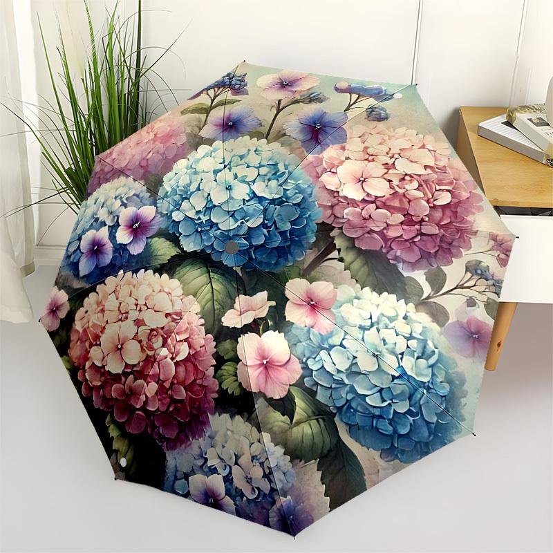

Hydrangea Automatic Folding Umbrella Compact 8 rib Design, Unique Style, Suitable for Everyday Outdoor Use, Perfect Gift for Friends and Fam