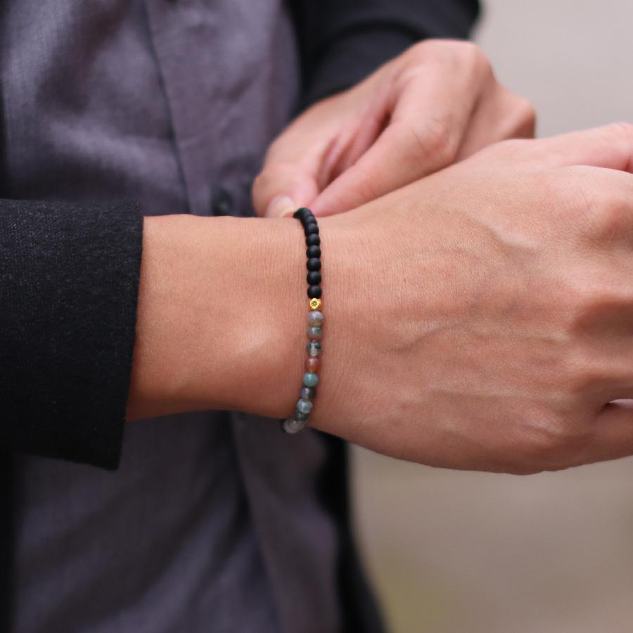 New 4mm Beads Mens Bracelet Bicolor YinYang Strand Braslet Festival Accessories Natural Picasso Tiger Eyes Stone Braclet Pulsera