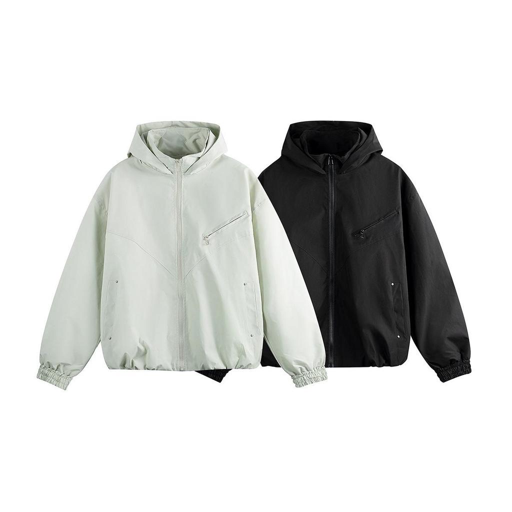 QIYOU 2025 Autumn Retro Unisex Hooded Jacket - Casual & Simple Outerwear