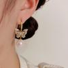 Exquisite, Elegant and Fashionable Zircon Butterfly Mabe Pearl Earrings Gentle and Sweet Temperament Earrings