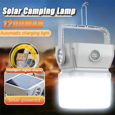 Lampe de Camping Solaire Portable Extérieur Lumière de Tente Nuit Lumières d'Urgence Lanterne Rechargeable USB Type-C avec Crochet
