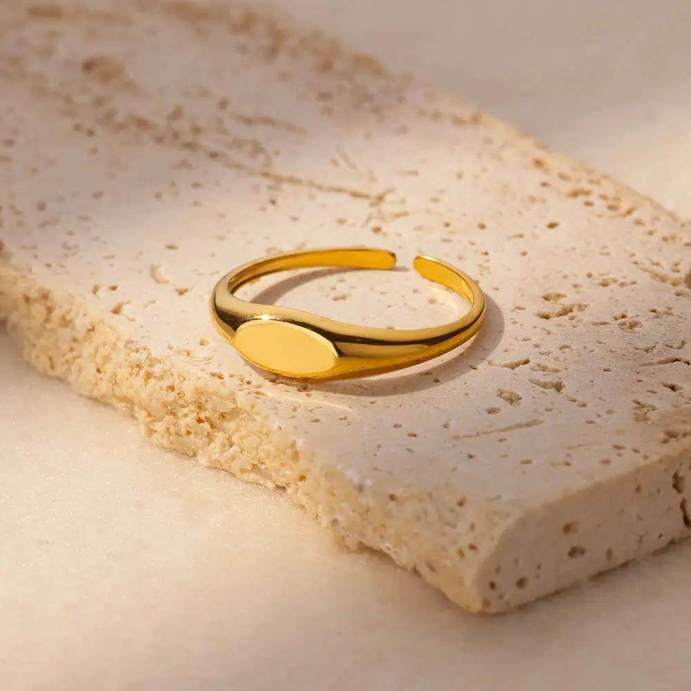 Vergoldeter Edelstahl personalisierter Wind einfacher schlichter Ring geometrischer Ring Schmuck Nische heiß verkaufend
