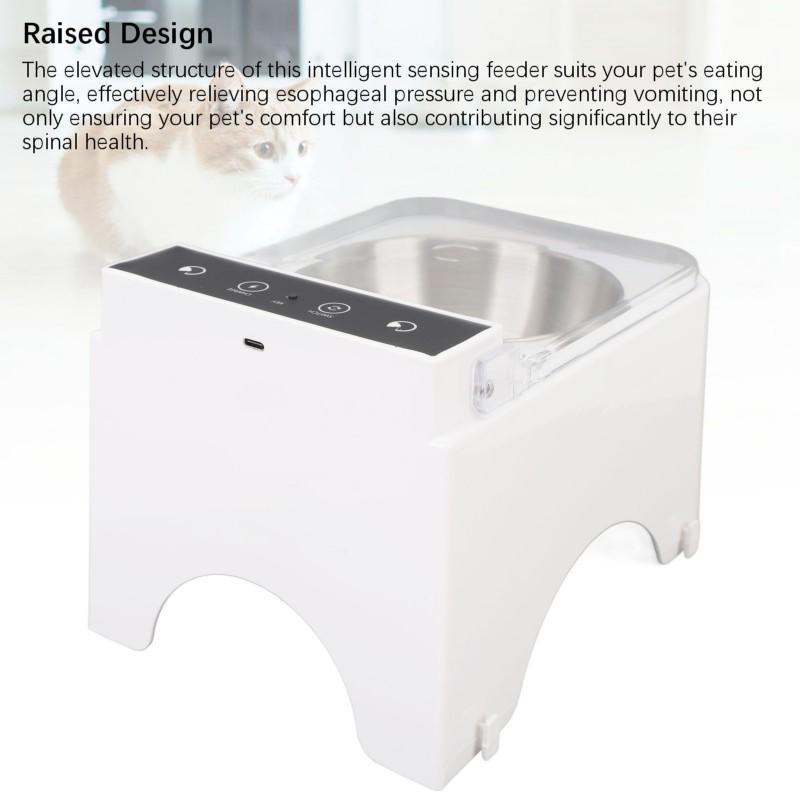 Automatic Intelligent Cat Dog Feeder Bowl Stylish For Look Automatic Sensing Feeder Hygienic Sturdy Transparent Lid