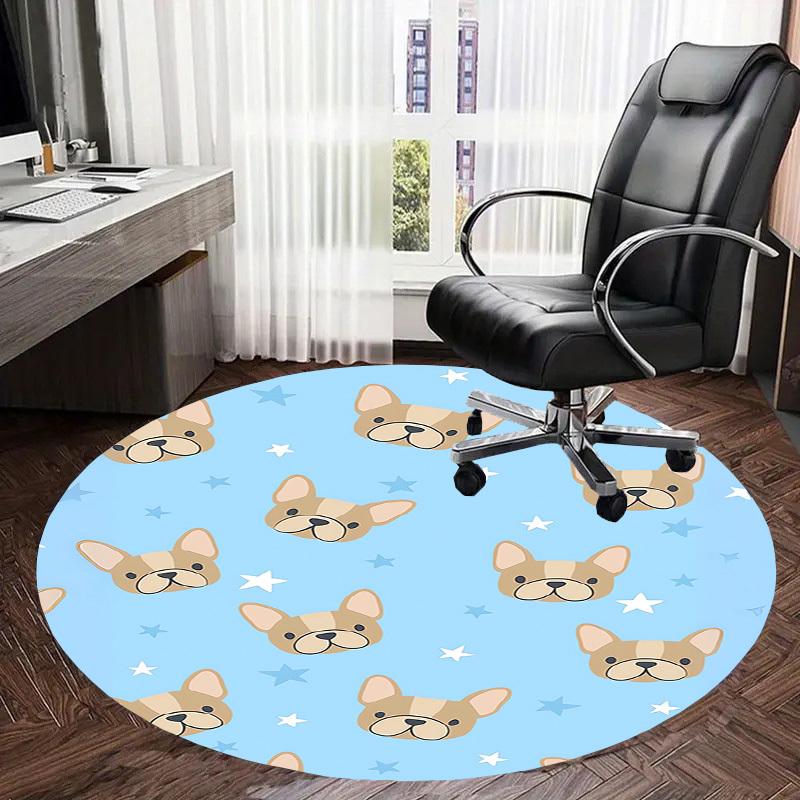 1pc French Bulldog Stars Pattern Round carpet, Made of Polyester,Office Chairs, Living Rooms, Or Bedrooms, a Cool Rug for The Living Room.ydt26010