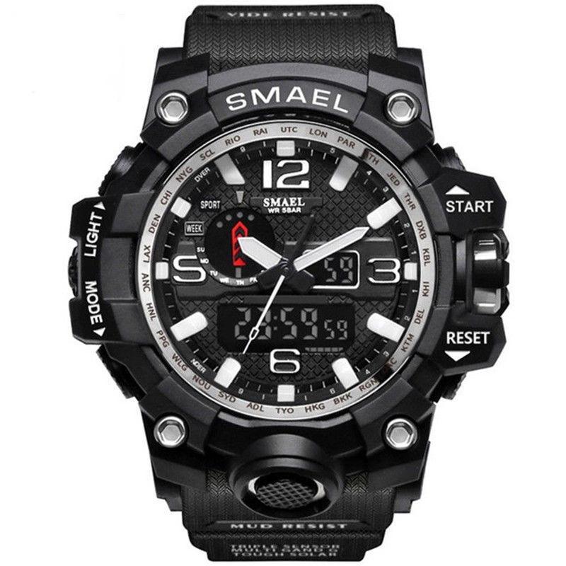 Rugged Smael Men's Military Watch Luminous Alarm Sport Wristwatch Durable 50m Waterproof