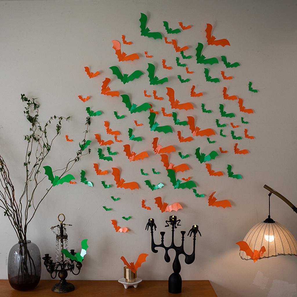 Black & Pink Halloween Bat Wall Stickers for Kids' Room Decoration & Party Ambiance