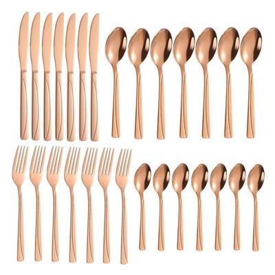 Mirror Finish Rose Gold Plated Stainless Steel Flatware Set Copper Silverware Set Rose Gold Spoon Color Cutlery Set