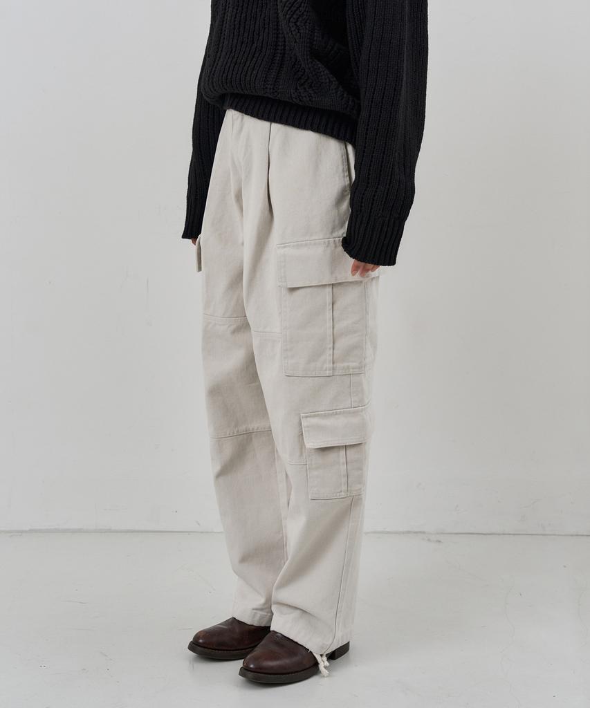 NUAKLE (W) Field Wide Cargo Pants_Soft Cream